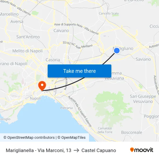Mariglianella - Marconi Street, 13 to Castel Capuano map