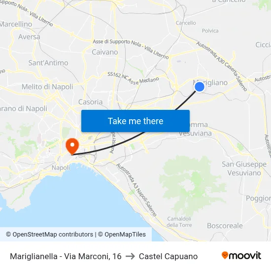 Mariglianella - Marconi Street, 16 to Castel Capuano map