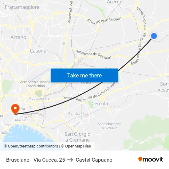 Brusciano - Via Cucca, 25 to Castel Capuano map