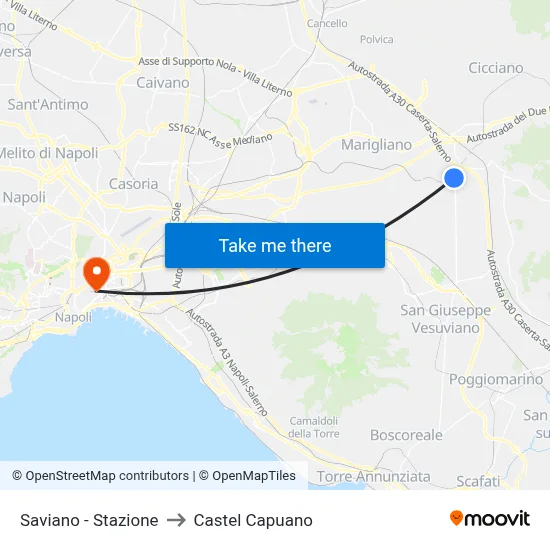 Saviano - Station to Castel Capuano map