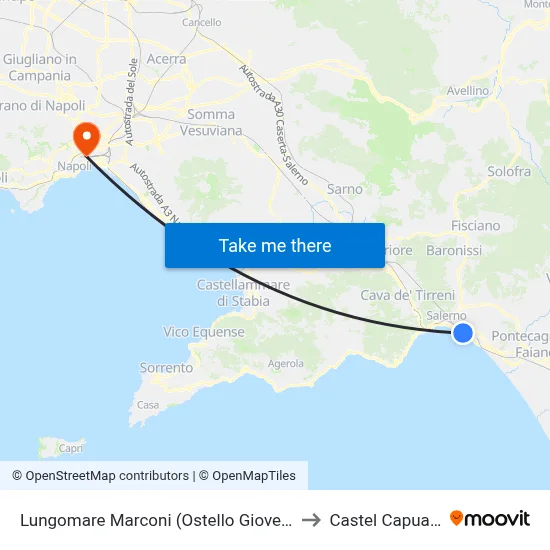 Lungomare Marconi (Ostello Gioventù) to Castel Capuano map