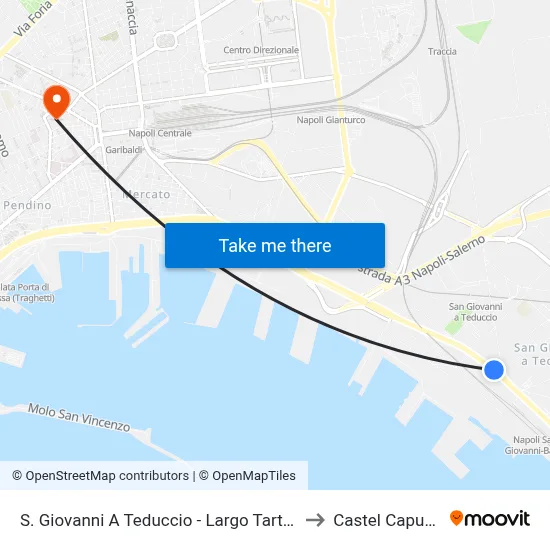 San Giovanni a Teduccio - Largo Tartarone to Castel Capuano map