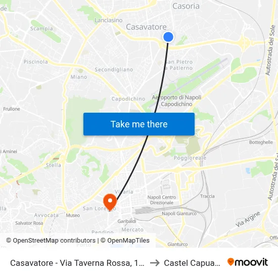 Casavatore - Via Taverna Rossa, 153 to Castel Capuano map