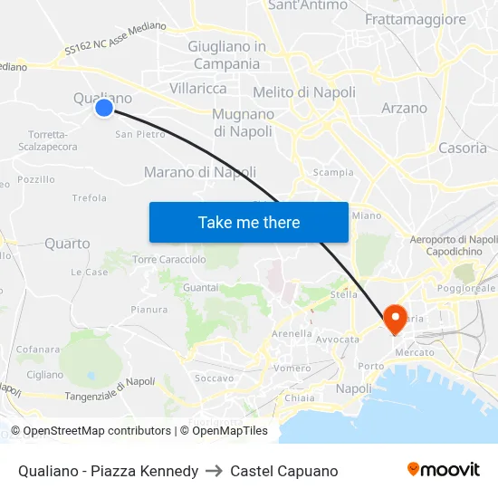 Qualiano - Kennedy Square to Castel Capuano map