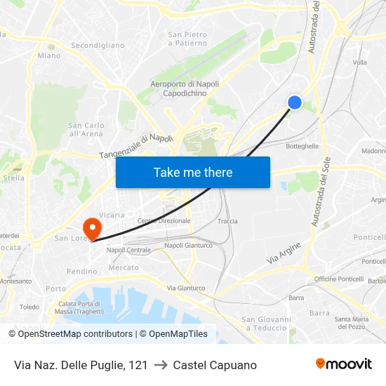 Via Nazionale Delle Puglie, 121 to Castel Capuano map