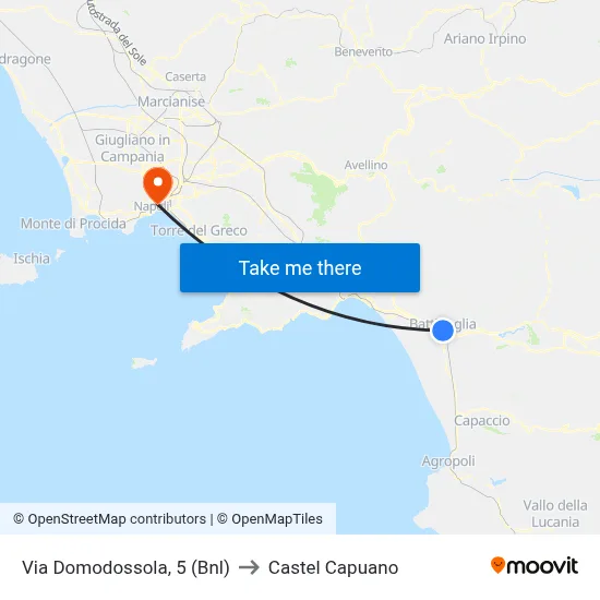 Via Domodossola, 5 (BNL) to Castel Capuano map