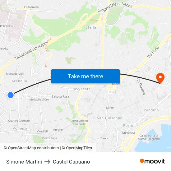 Simone Martini to Castel Capuano map