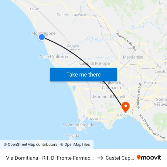 Via Domitiana - Opposite Municipal Pharmacy to Castel Capuano map