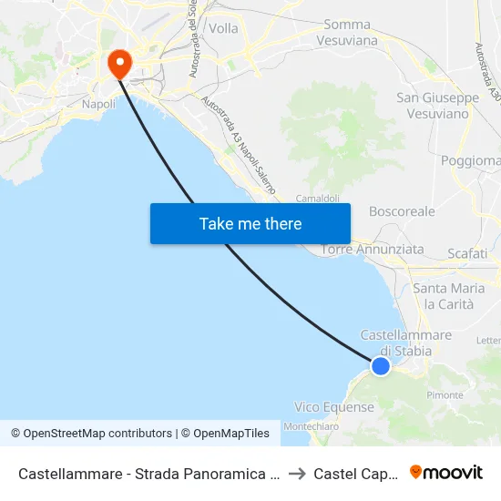 Castellammare - Panoramic Road (Pozzano) to Castel Capuano map