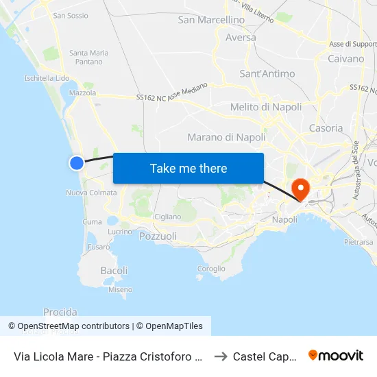 Licola Mare Street - Christopher Columbus Square to Castel Capuano map