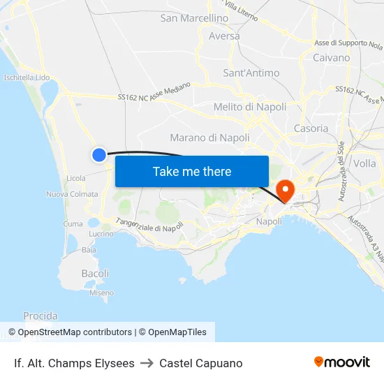 Stop Champs Elysees to Castel Capuano map