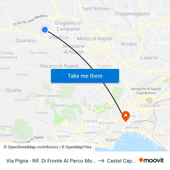 Pigna Street - Opposite Mondo Nuovo Park to Castel Capuano map