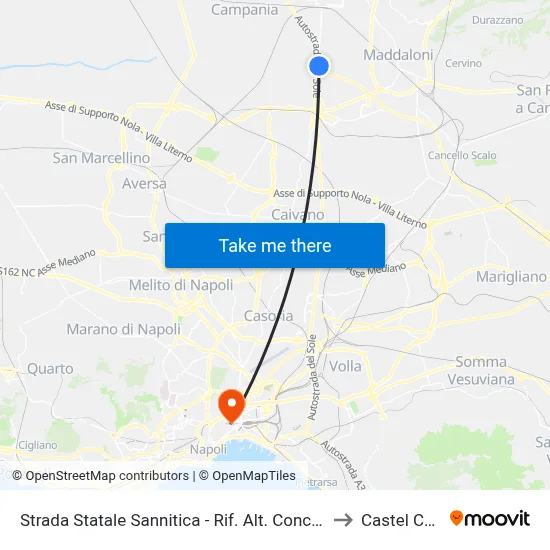 Sannitica State Road - Near Mitsubishi Dealership to Castel Capuano map
