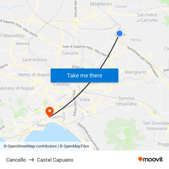 Cancello to Castel Capuano map