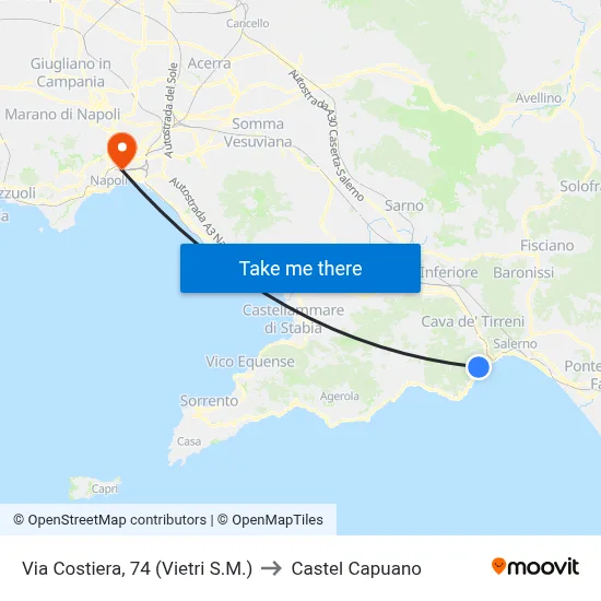 Coastal Road, 74 (Vietri S.M.) to Castel Capuano map