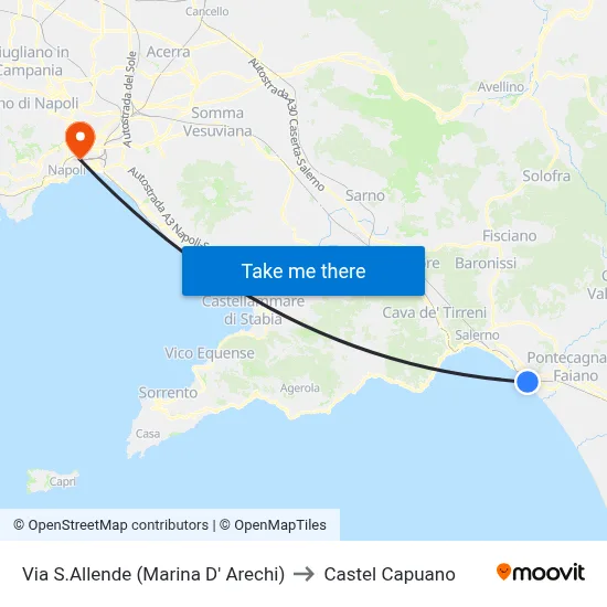 Via S.Allende (Marina D'Arechi) to Castel Capuano map