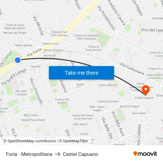 Foria - Metropolitana to Castel Capuano map