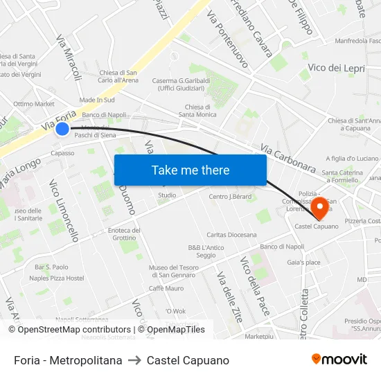 Foria - Metropolitana to Castel Capuano map