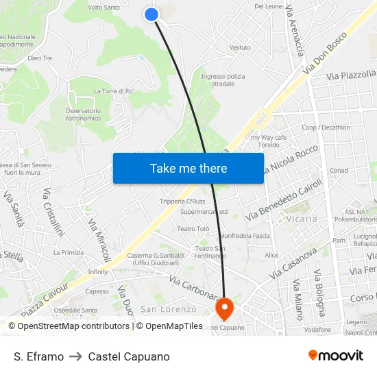 St. Eframo to Castel Capuano map
