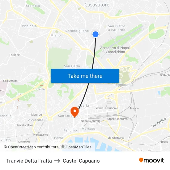 Tranvie Detta Fratta to Castel Capuano map
