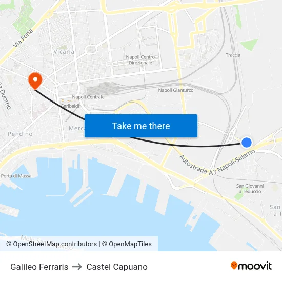 Galileo Ferraris to Castel Capuano map