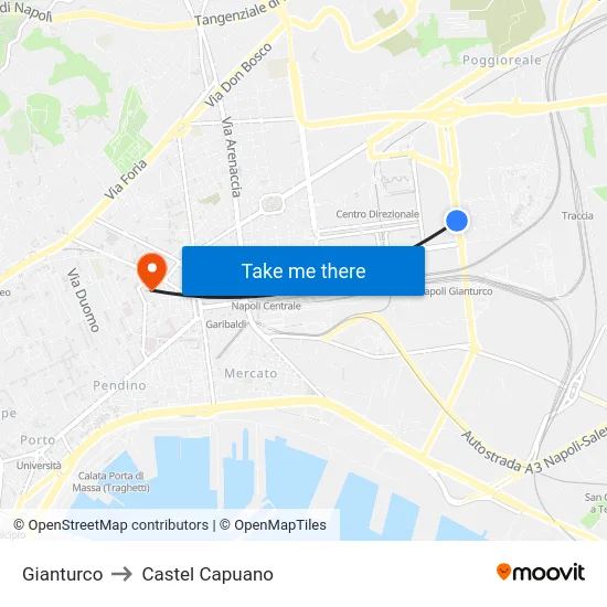 Gianturco to Castel Capuano map