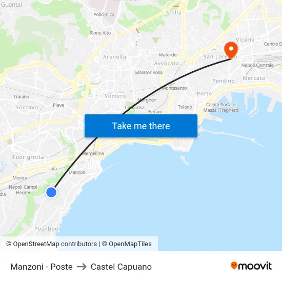Manzoni - Post Office to Castel Capuano map