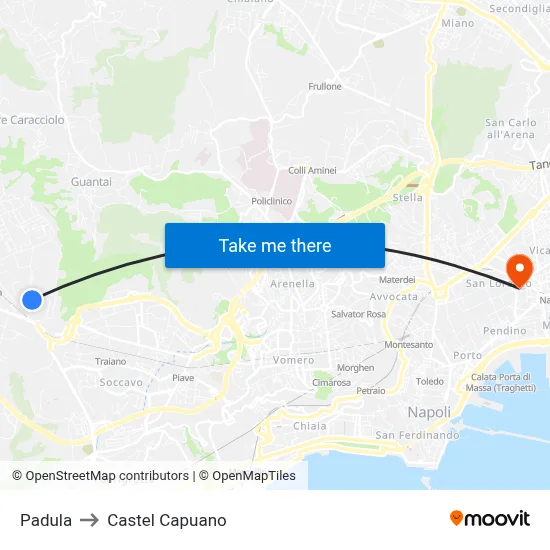 Padula to Castel Capuano map