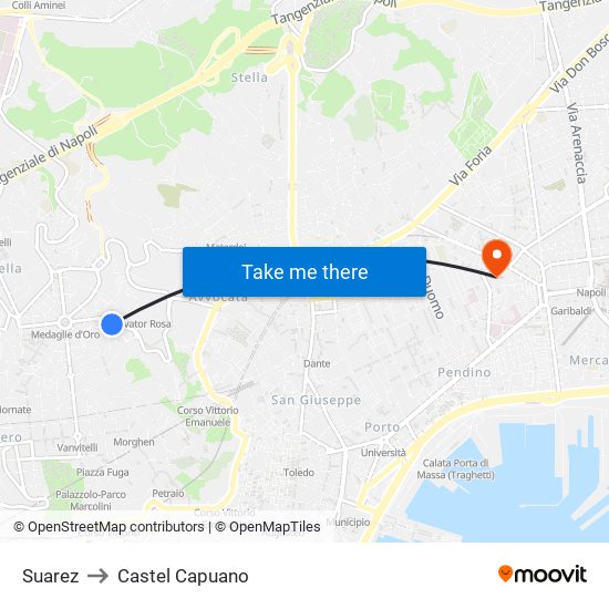 Suarez to Castel Capuano map