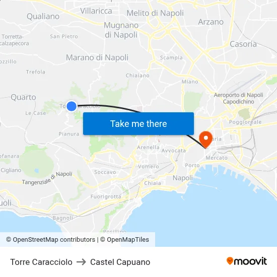 Caracciolo Tower to Castel Capuano map