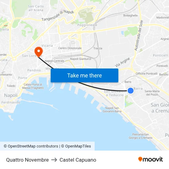 Quattro Novembre to Castel Capuano map
