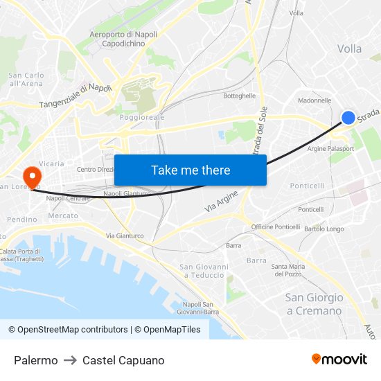 Palermo to Castel Capuano map