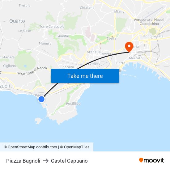 Piazza Bagnoli to Castel Capuano map