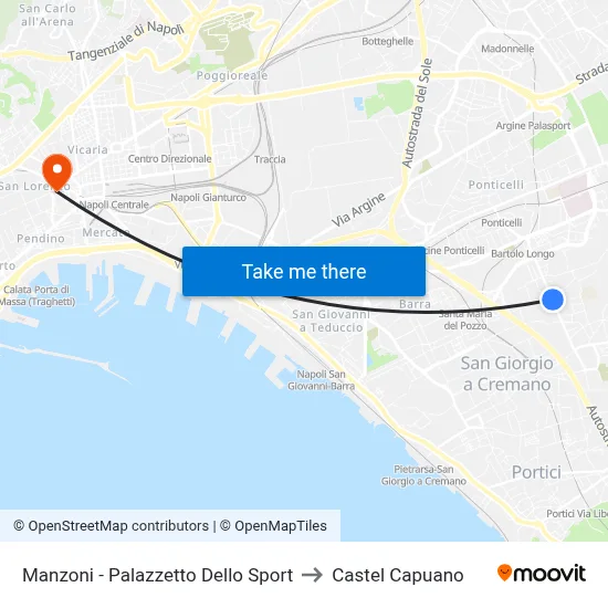 Manzoni - Sports Palace to Castel Capuano map