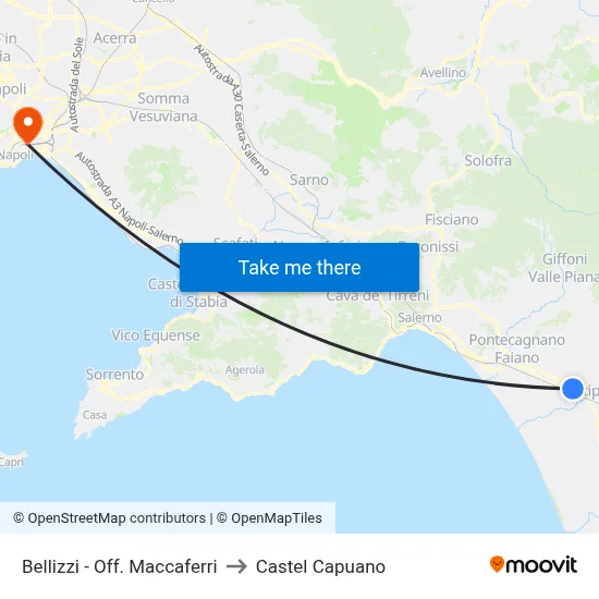 Bellizzi - Maccaferri Workshop to Castel Capuano map