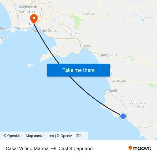 Casal Velino Marina to Castel Capuano map