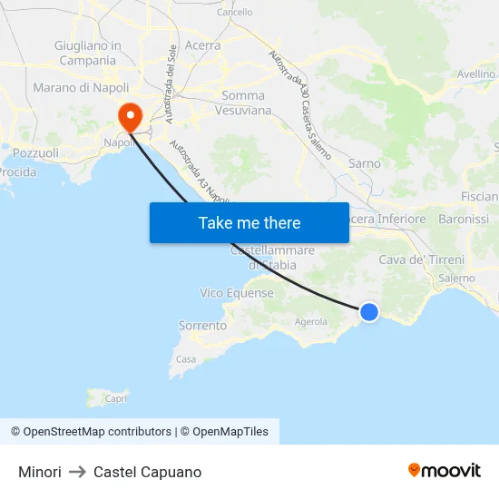 Minori to Castel Capuano map