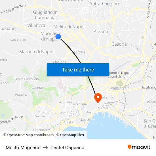Melito Mugnano to Castel Capuano map