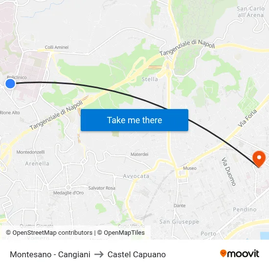 Montesano - Cangiani to Castel Capuano map