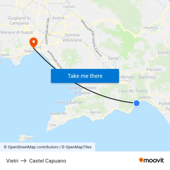 Vietri to Castel Capuano map