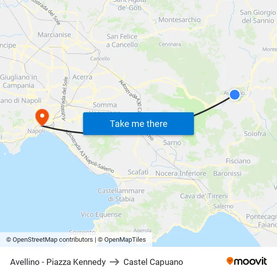 Avellino - Piazza Kennedy to Castel Capuano map