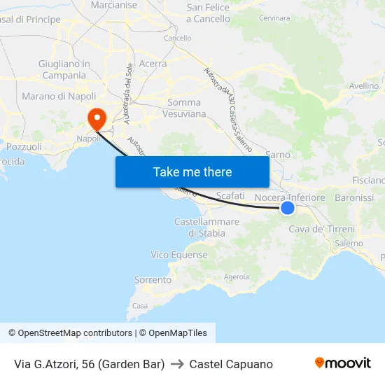 Via G.Atzori, 56 (Garden Bar) to Castel Capuano map