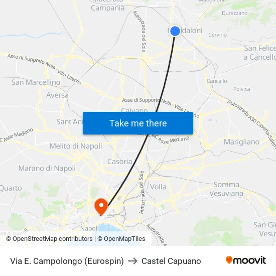 Via E. Campolongo (Eurospin) to Castel Capuano map