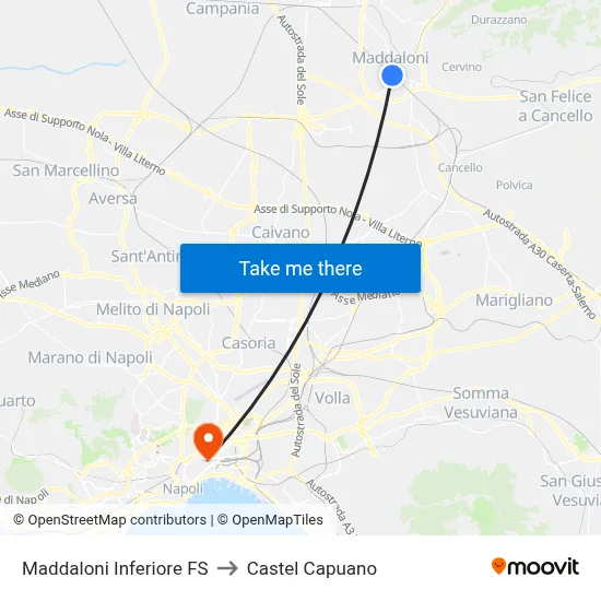 Maddaloni Lower Station to Castel Capuano map