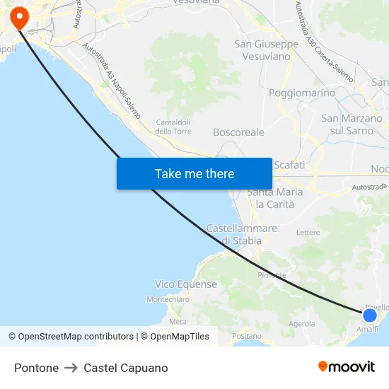 Pontone to Castel Capuano map