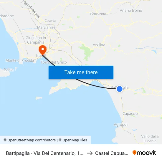 Battipaglia - Del Centenario Street, 124 to Castel Capuano map