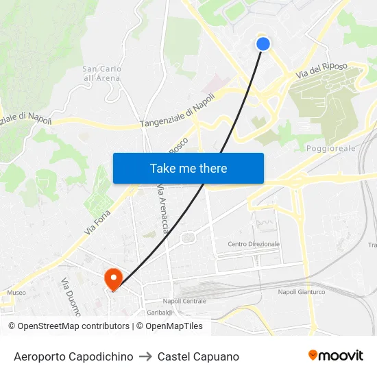 Aeroporto Capodichino to Castel Capuano map
