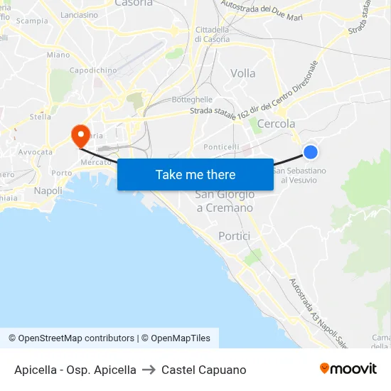Apicella - Apicella Hospital to Castel Capuano map