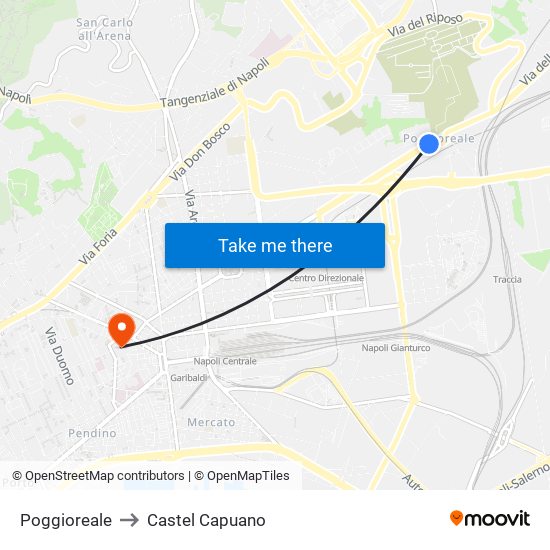 Poggioreale to Castel Capuano map