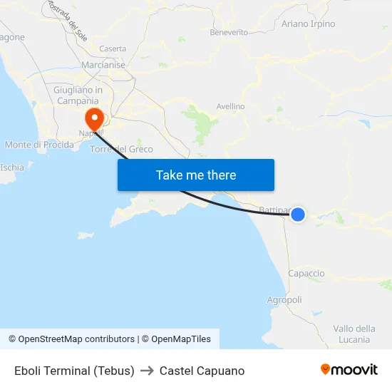 Eboli Terminal (Tebus) to Castel Capuano map
